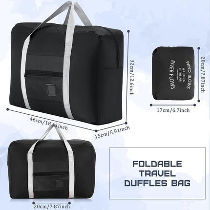 12 Pcs Foldable Travel Bags Bulk Duffel Waterproof Lightweight Carry on for Sports Gym Weekender Outing Overnight(Black) Black.