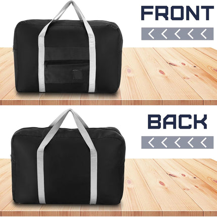 12 Pcs Foldable Travel Bags Bulk Duffel Waterproof Lightweight Carry on for Sports Gym Weekender Outing Overnight(Black) Black.
