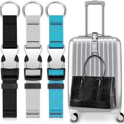 3 Pcs Add a Bag Luggage Straps Gripper Heavy Duty Jacket Valises Strap for Travel Belt with Buckle Adjustable Baggage Black, Blue and Grey.