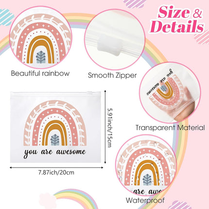 100 Pcs Cosmetic Makeup Bag Bulk for Women Inspirational Zipper Pouch Rainbow You Are Awesome Travel Toiletry Girls Teacher Friend Birthday Party.