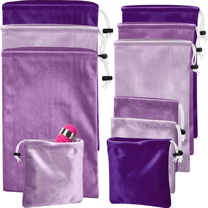 9 Pcs Satin Game Toy Storage Bag Silk Drawstring Bags Gift Pouches for Lightweight Toys Organizer Stuff Sack Foldable Travel Pouch Women, 3 Sizes(Purple Series) Purple Series.