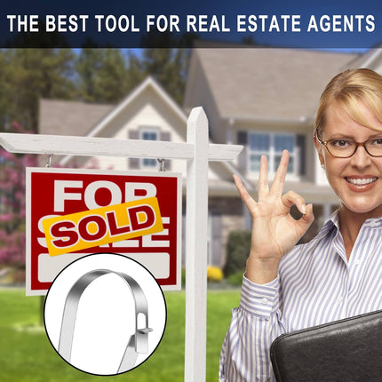 30 Pcs Real Estate Sign Rider Clips Hanging Stainless Steel for Posts Open House Plaque.