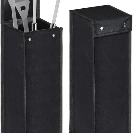 Grill Utensil Storage Bag BBQ Tool Bags Barbecue Hardware Holder Pouch Oxford Cloth Accessory Foldable for Camping Hiking(1 Pcs,Black).