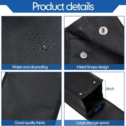 Grill Utensil Storage Bag BBQ Tool Bags Barbecue Hardware Holder Pouch Oxford Cloth Accessory Foldable for Camping Hiking(1 Pcs,Black).