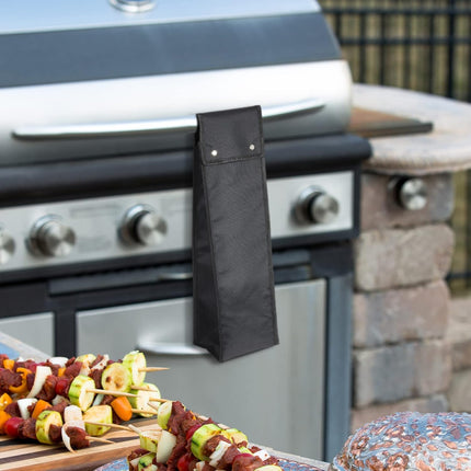 Grill Utensil Storage Bag BBQ Tool Bags Barbecue Hardware Holder Pouch Oxford Cloth Accessory Foldable for Camping Hiking(1 Pcs,Black).