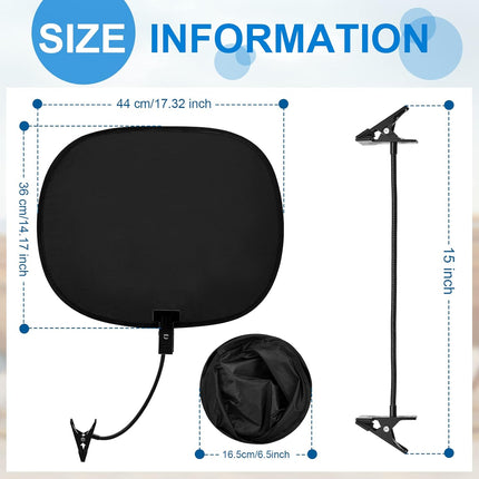 2 Pcs Laptop Sun Shade, Visor for Working Outside with Flexible and Adjustable Clips Stand Shade Cover Notebook Portable Computers Beach Chairs, Pets Strollers (Black) Black.
