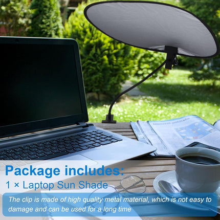2 Pcs Laptop Sun Shade, Visor for Working Outside with Flexible and Adjustable Clips Stand Shade Cover Notebook Portable Computers Beach Chairs, Pets Strollers (Black) Black.
