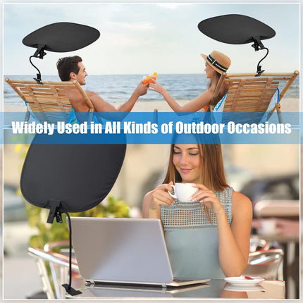 2 Pcs Laptop Sun Shade, Visor for Working Outside with Flexible and Adjustable Clips Stand Shade Cover Notebook Portable Computers Beach Chairs, Pets Strollers (Black) Black.