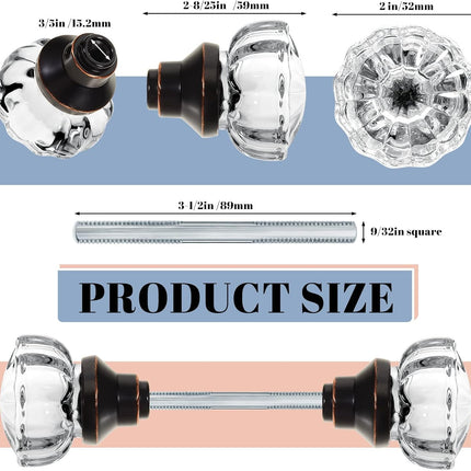 2 Set Glass Door Knobs Mortise Style Fluted Crystal Antique with Spindle Doorknobs for Home Interior (Bronze, Basic) Bronze.