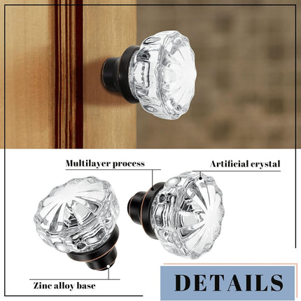 2 Set Glass Door Knobs Mortise Style Fluted Crystal Antique with Spindle Doorknobs for Home Interior (Bronze, Basic) Bronze.
