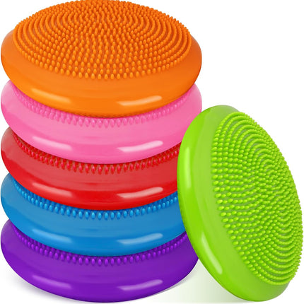 6 Pcs Wiggle Seat Inflated Wobble Cushion for Sensory Kid 13 Inch Balance Disc Kids Flexible Seating Exercise Pad Chair Classroom Office School Curated Color.