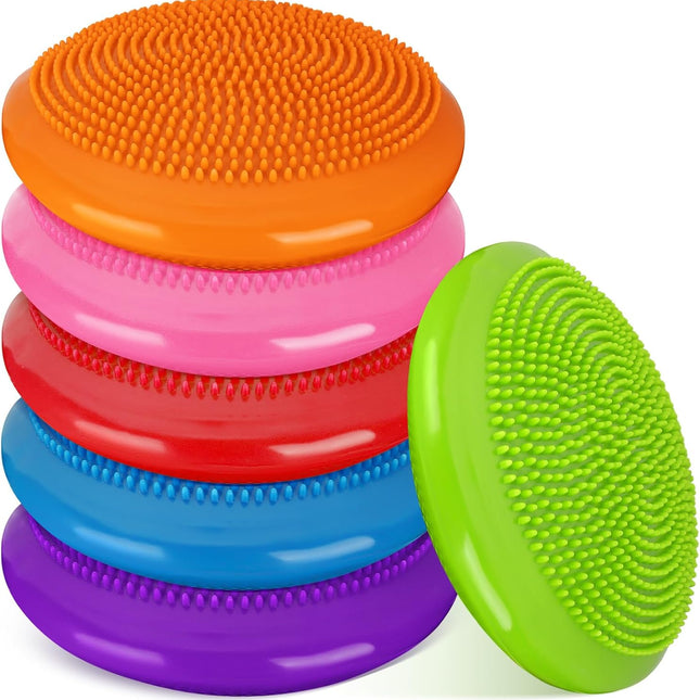 6 Pcs Wiggle Seat Inflated Wobble Cushion for Sensory Kid 13 Inch Balance Disc Kids Flexible Seating Exercise Pad Chair Classroom Office School Curated Color.