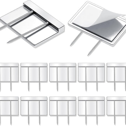 10 Pcs Silver Cubicle Pins Partition Long Push Fabric Clips Name Plate Holders for Office Furniture Corkboard Mounting.