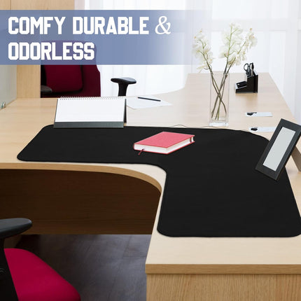 L Shaped Desk Mat Corner Mouse Pad Waterproof Large Rubber for Office Home Curved Keyboard Gaming Setup Computer Protection Supplies, 36.2 Inches(Black) Black.