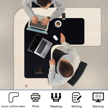 L Shaped Desk Mat Corner Mouse Pad Waterproof Large Rubber for Office Home Curved Keyboard Gaming Setup Computer Protection Supplies, 36.2 Inches(Black) Black.