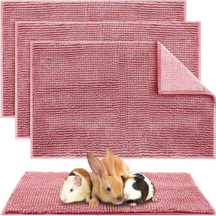 4 Pcs Guinea Pig Cage Liner Washable Fleece Pee Pads Pet Dog Cat Bedding Training Mat for Small Animal Puppy Bunny Hamster(16 x 24 Inch,Rectangular,Pink) Pink 16 Inch.
