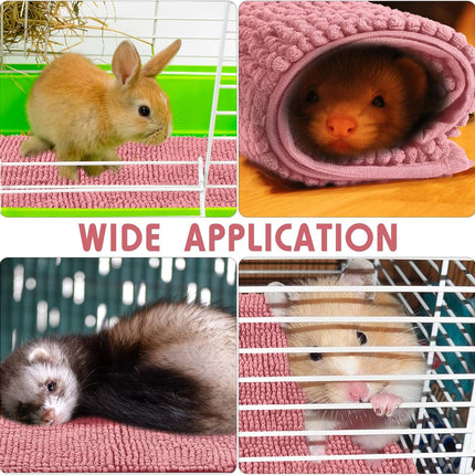 4 Pcs Guinea Pig Cage Liner Washable Fleece Pee Pads Pet Dog Cat Bedding Training Mat for Small Animal Puppy Bunny Hamster(16 x 24 Inch,Rectangular,Pink) Pink 16 Inch.