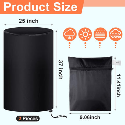 55 Gallon Drum Cover, 210D Oxford Cloth Water Storage Barrel 25 x 37 Inch Outdoor Waterproof Rain Snow Bucket lid with Drawstring, UV Protection, Anti Dust(2 Pcs).