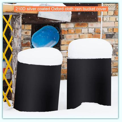 55 Gallon Drum Cover, 210D Oxford Cloth Water Storage Barrel 25 x 37 Inch Outdoor Waterproof Rain Snow Bucket lid with Drawstring, UV Protection, Anti Dust(2 Pcs).