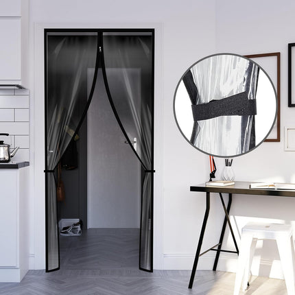 Zipper 60 x 102 Inch Dust Barrier Door Kit Construction 5 8.5 ft Reusable Plastic Curtain Cover Containment Standard Doorway Temporary Wall Screen Sheeting for Bathroom Hallway Black.