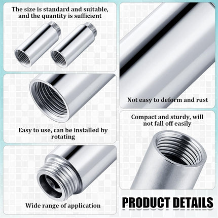 2 Pcs Shower Head Extension Arm Stainless Steel Pipe 1/2pt Male to Female Thread Cast Fitting Coupler Adapter(2 Inch) Inch.