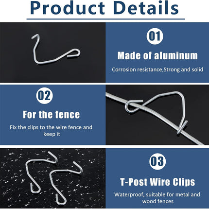 300 Pieces T Post Wire Clips Fence Fencing for Securing Galvanized Steel Barbed Garden Farm Highway Sport Fences.