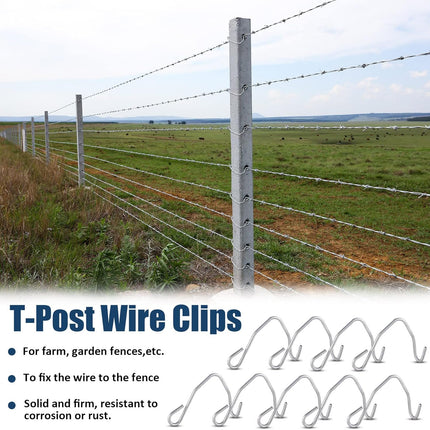 300 Pieces T Post Wire Clips Fence Fencing for Securing Galvanized Steel Barbed Garden Farm Highway Sport Fences.