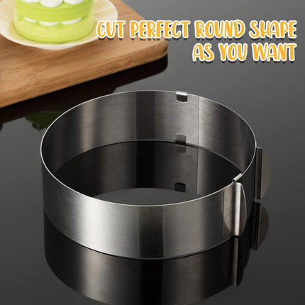 6-12 Inch Round Cookie Cutter Adjustable Circle Stainless Steel Cake Trimmer for Baking Kit Mousse Layered Biscuit Food Tiramisu Pastry.