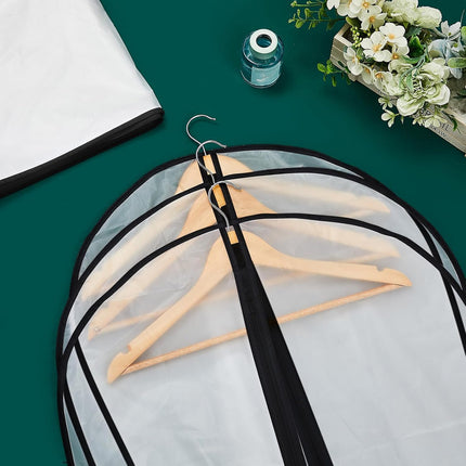20 Pcs 24 x 72 Inch Garment Bags Bulk Hanging Clothes Storage Covers for Closet Organization Dustproof Transparent Dress Suit Bag Set Wedding Dresses Long Gowns Coats Seasonal Wardrobe White Black.