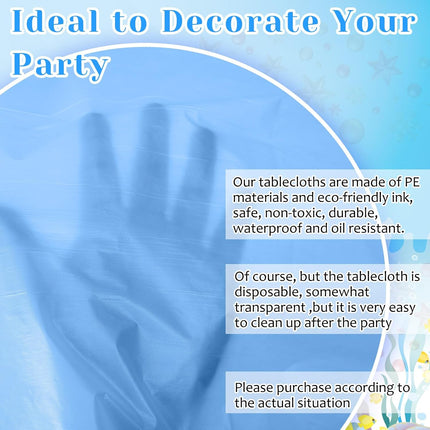 12 Pcs Ocean Theme Round Tablecloth,disposable Assorted Blue Tablecloth, Plastic Light Table Covers for Under the Sea Beach Surf Pool Party Birthday Decoration, 84" Inch.