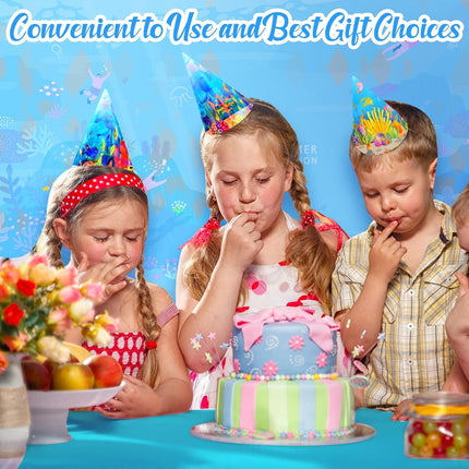 12 Pcs Ocean Theme Round Tablecloth,disposable Assorted Blue Tablecloth, Plastic Light Table Covers for Under the Sea Beach Surf Pool Party Birthday Decoration, 84" Inch.
