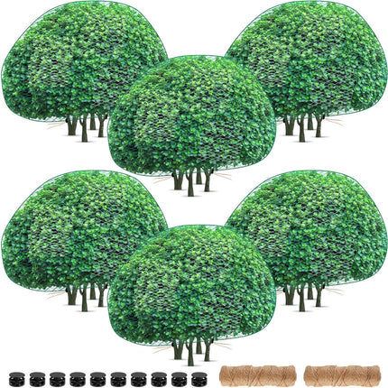 6 Pcs Deer Netting for Shrubs up to 2.5-3' Tall, 5.9 x Ft Plant Trees Covers, Reusable Garden Plastic Fencing with 10 Cord Locks 2 Ropes Protect Undershrub from Birds.