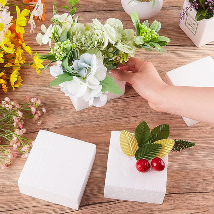 Craft Foam Blocks 4x4x2 Non Squishy Square White Flower Cubes Sculpting EPS Polystyrene Block for DIY Art Project Christmas Wedding Floral Arrangement Modeling Sculpture(48 Pack).