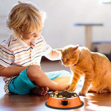 6 Pcs Cat Bowls for Food and Water Dishes Stainless Steel Pet 7 oz Anti Slip Metal Dish with Removable Rubber Base Thick Feeding Indoor Kitten Small Dog(Classic Color) Classic Color.