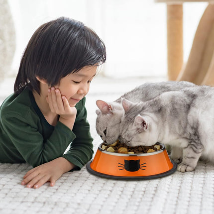 6 Pcs Cat Bowls for Food and Water Dishes Stainless Steel Pet 7 oz Anti Slip Metal Dish with Removable Rubber Base Thick Feeding Indoor Kitten Small Dog(Classic Color) Classic Color.