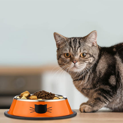 6 Pcs Cat Bowls for Food and Water Dishes Stainless Steel Pet 7 oz Anti Slip Metal Dish with Removable Rubber Base Thick Feeding Indoor Kitten Small Dog(Classic Color) Classic Color.