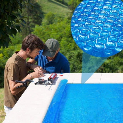 8 x ft Pool Hot Tub Solar Cover, 16 Mil Heavy Duty Trimmable Floating Thermal Blanket Spa Bubble Cover for Inground Pools Swimming Insulating Heating  Feet.