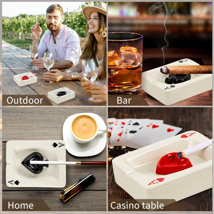 2 Pcs Cool Ashtray Creative Poker Ceramic Cigarette for Stoners Accessories Home Office Stoner Room Decor Men Women Gift Supplies.