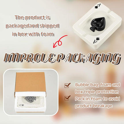 2 Pcs Cool Ashtray Creative Poker Ceramic Cigarette for Stoners Accessories Home Office Stoner Room Decor Men Women Gift Supplies.