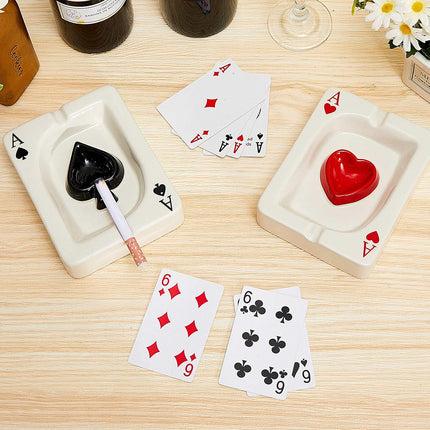 2 Pcs Cool Ashtray Creative Poker Ceramic Cigarette for Stoners Accessories Home Office Stoner Room Decor Men Women Gift Supplies.