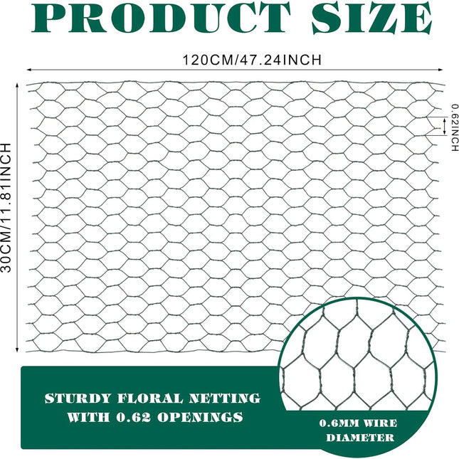 2 Pack Chicken Wire for Floral Arrangements 0.6 Inch Mesh Hexagonal Galvanized PVC Coated Netting Wires Fence Green Crafts Poultry Garden(12 x 48 Inch)  12.