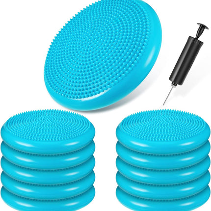10 Pcs Wobble Cushion Wiggle Seat for Sensory Kid Flexible Seating Promotes Active Learning Improves Student Productivity Stability Inflated Balance Disc Pad with Air Pump Classroom Mint Green.