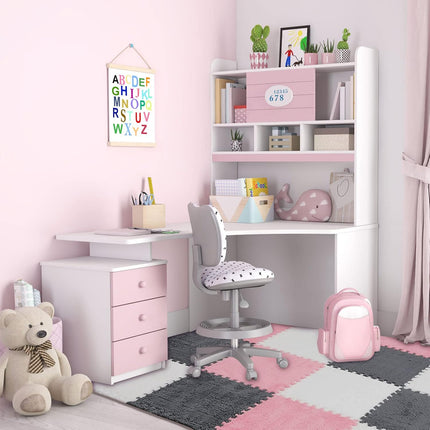 72 Pieces Plush Foam Floor Mat Square Interlocking Carpet Tiles with Border 12 x 0.4 in Fluffy Play Soft Climbing Area Rugs for Home Playroom(White, Gray, Pink) White, Pink.