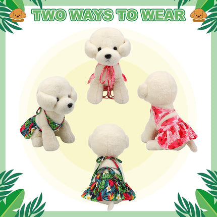4 Pack Summer Themed Dog Bikini for Small Dogs Bathing Suits Puppy Doggies Swimsuit Dress Pet Skirts Hawaii Dresses Girl Cats Beach.