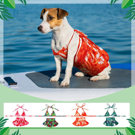 4 Pack Summer Themed Dog Bikini for Small Dogs Bathing Suits Puppy Doggies Swimsuit Dress Pet Skirts Hawaii Dresses Girl Cats Beach.