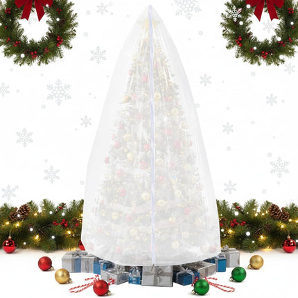 9.84 ft Upright Christmas Tree Storage Bag White Extra Large Jumbo Removal Disposal with Zipper Drawstring Waterproof Tear Proof Cover for Xmas Daily Home.