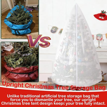9.84 ft Upright Christmas Tree Storage Bag White Extra Large Jumbo Removal Disposal with Zipper Drawstring Waterproof Tear Proof Cover for Xmas Daily Home.
