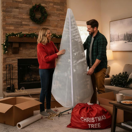 9.84 ft Upright Christmas Tree Storage Bag White Extra Large Jumbo Removal Disposal with Zipper Drawstring Waterproof Tear Proof Cover for Xmas Daily Home.