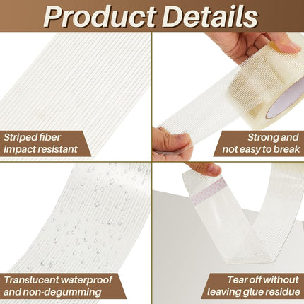 12 Rolls Filament Strapping Tape 5.7 Mil Heavy Duty Transparent Reinforced Fiberglass for Packaging Sealing Binding Fixing Supplies(2 Inch x 55 Yard)  2 Yard.