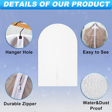 100 Pcs 24'' x 32'' Clear Garment Bags Full Zipper Suit Lightweight Clothes Cover for Hanging PEVA Protectors Breathable Dust Plastic.
